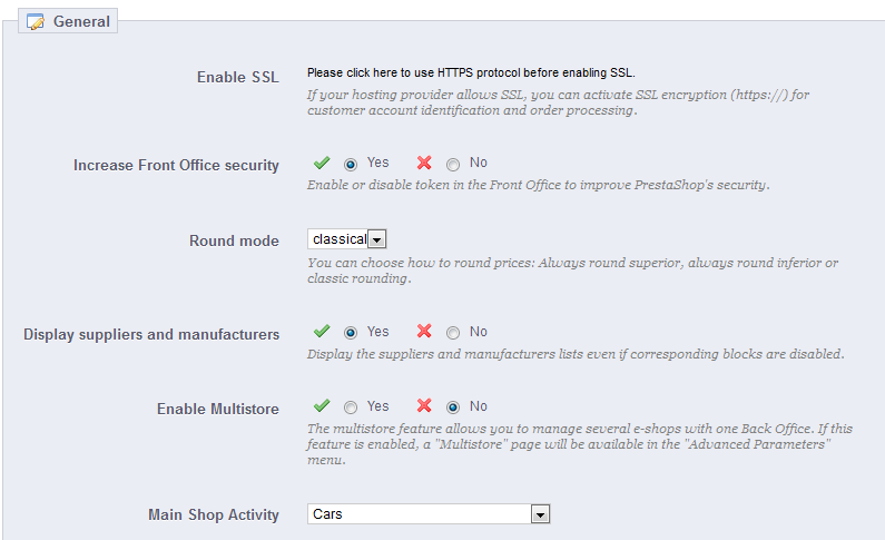 PrestaShop 1.5 > Understanding the Preferences > pref001-general.png