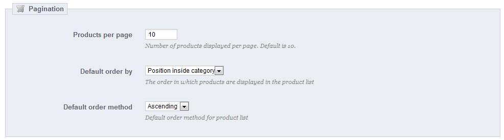 PrestaShop 1.5 > Understanding the Preferences > pref005-ordrerProductPagination.png
