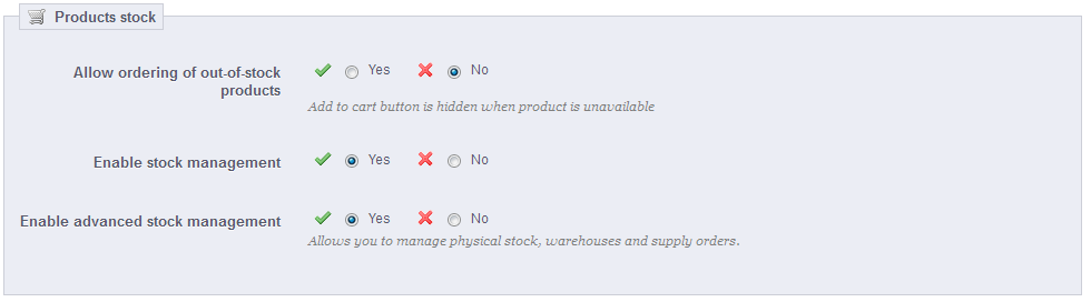 PrestaShop 1.5 > Understanding the Preferences > pref007-orderProductStock.png