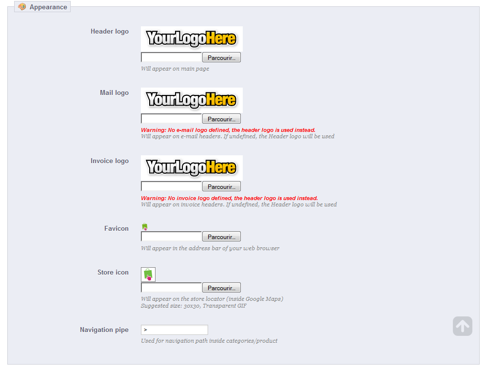PrestaShop 1.5 > Understanding the Preferences > pref011-themeAppearance.png