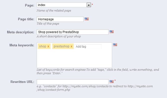 PrestaShop 1.5 > Understanding the Preferences > pref013b-seoIndexMeta.png