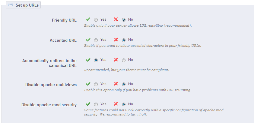 PrestaShop 1.5 > Understanding the Preferences > pref015-seoSetupURL.png
