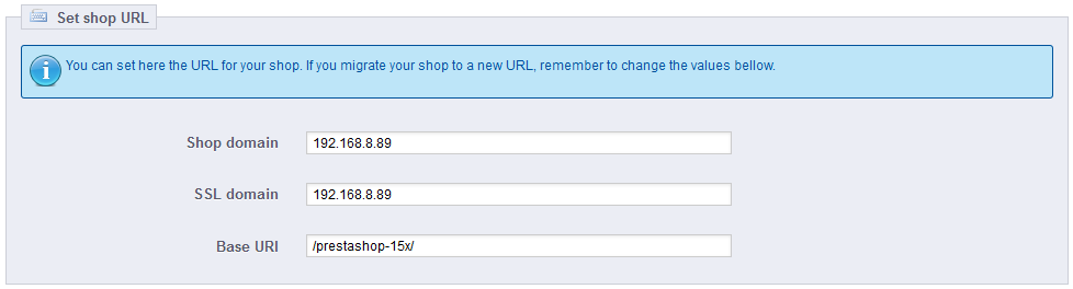 PrestaShop 1.5 > Understanding the Preferences > pref016-seoSetShopURL.png