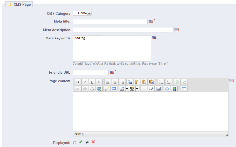 PrestaShop 1.5 > Understanding the Preferences > pref019-cmsPageNew.png