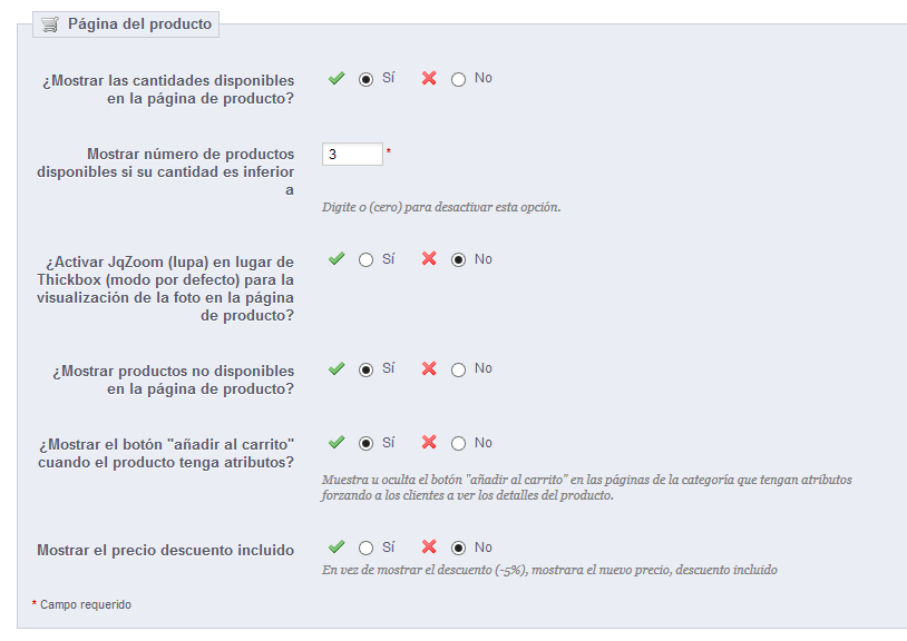 PrestaShop 1.5 > Comprender las Preferencias > preferencias006-pagina-del-producto.png