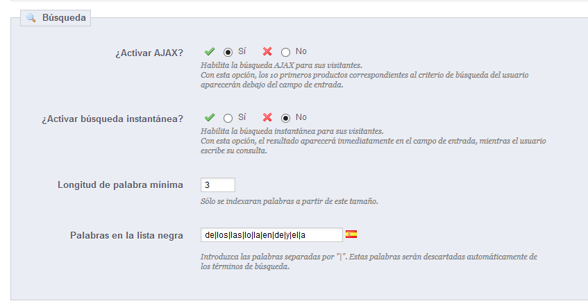 PrestaShop 1.5 > Comprender las Preferencias > preferencias037-Opciones-de-busqueda.png